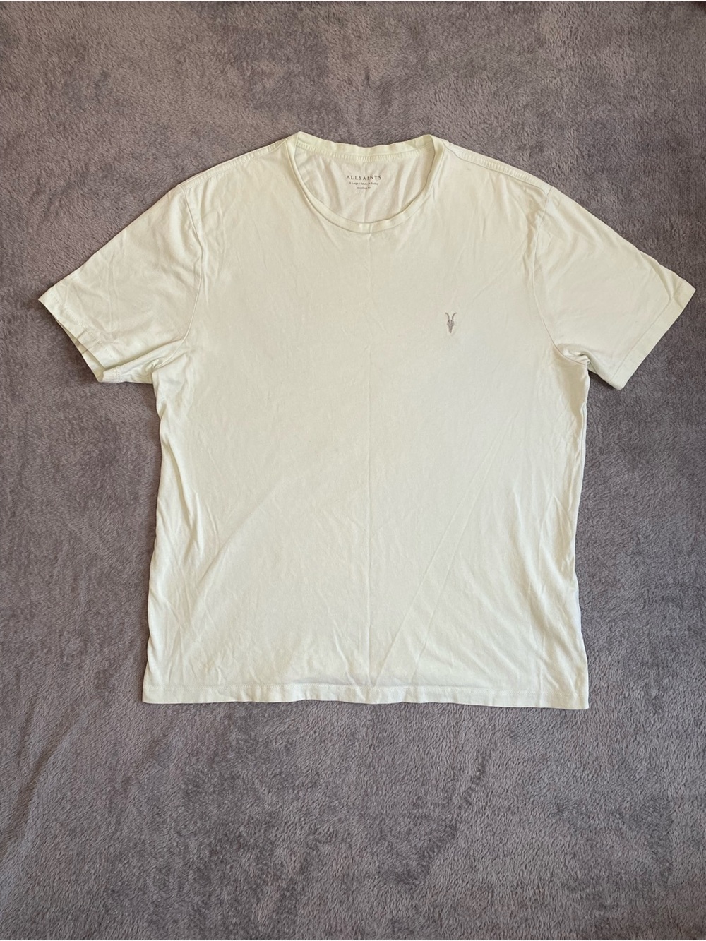 All Saints Brace Brushed Cotton Crew Neck Tee XL Light Green Subtle Minimalistic